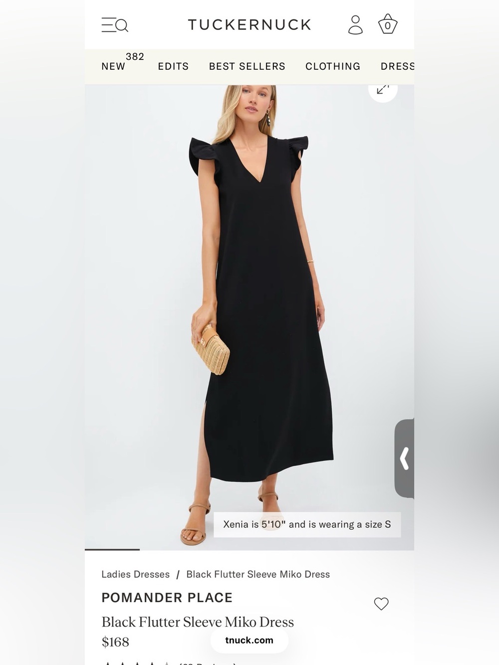 Pomander Place Black Flutter-Sleeve Miko Dress-NWT